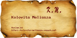 Kolovits Melissza névjegykártya